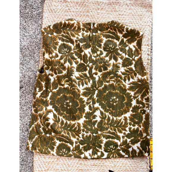 Helen Whiting Tops - Vintage Olive Floral Sleeveless Shell Top Metal Zipper Blouse "Helen Whiting"